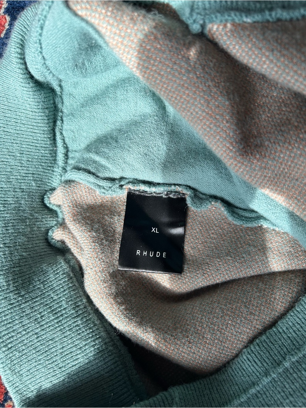 Rhude Light Blue Script Knit Shorts with Yellow Drawstring - Picture 4 of 4